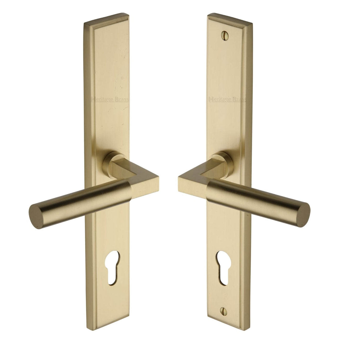 Satin Brass Bauhaus Multipoint Door Handles Left Hand