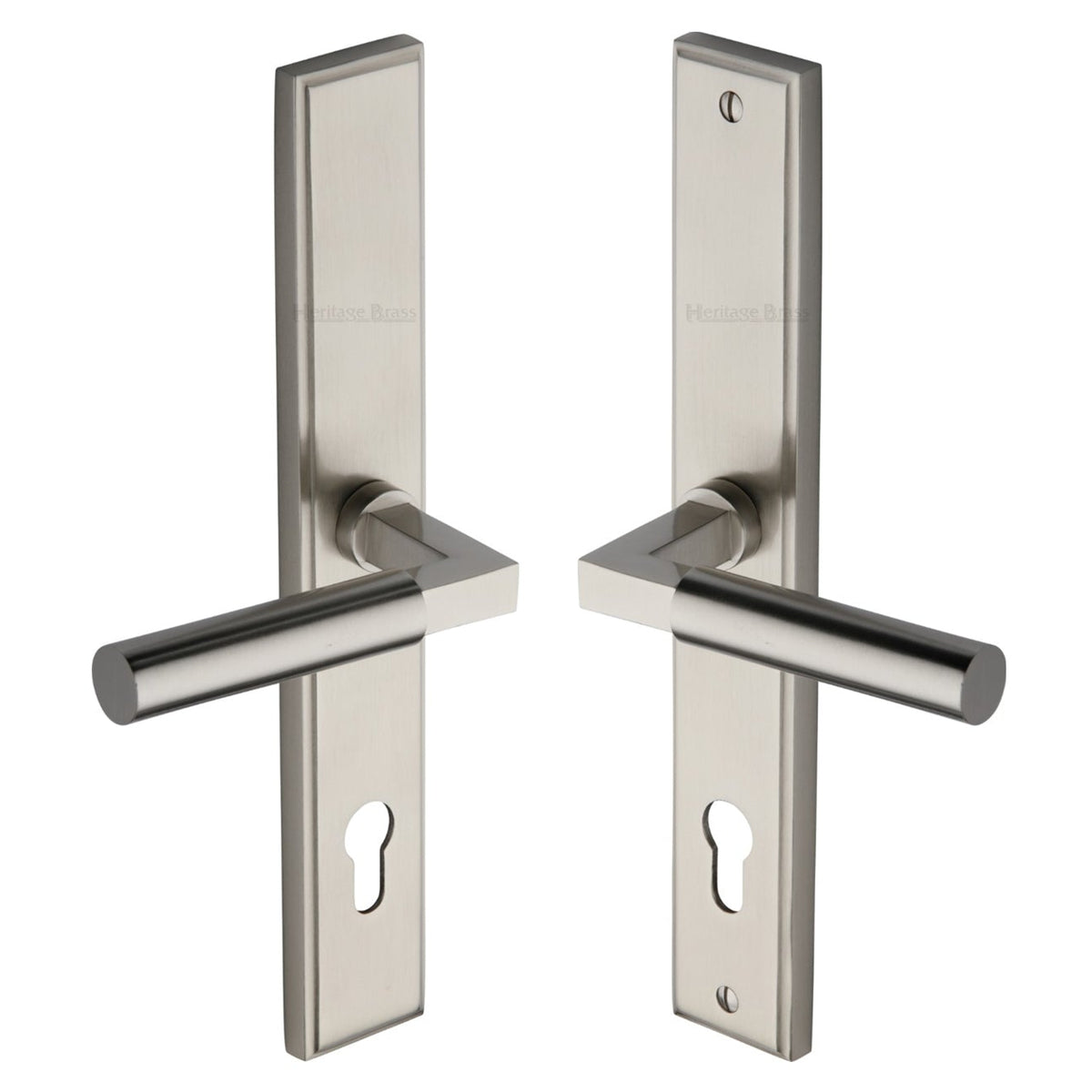 Satin Nickel Bauhaus Multipoint Door Handles Left Hand