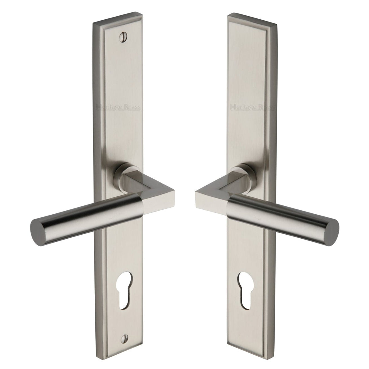 Satin Nickel Bauhaus Multipoint Door Handles Right Hand