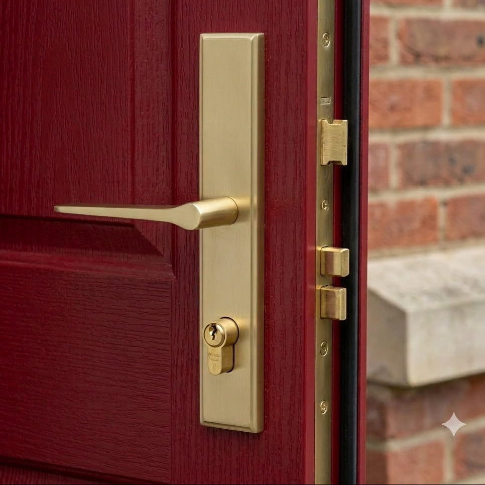 Satin Brass Gio Multipoint Door Handles Left Hand
