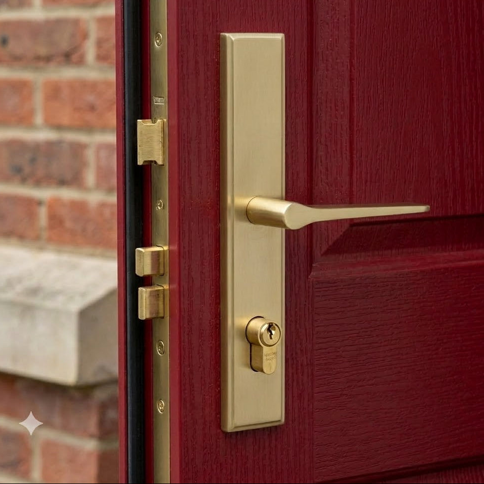 Satin Brass Gio Multipoint Door Handles Right Hand