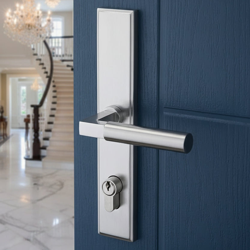 Satin Chrome Bauhaus Multipoint Door Handles Right Hand