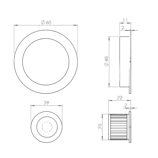 Black Sliding Door Pull Kit 60mm