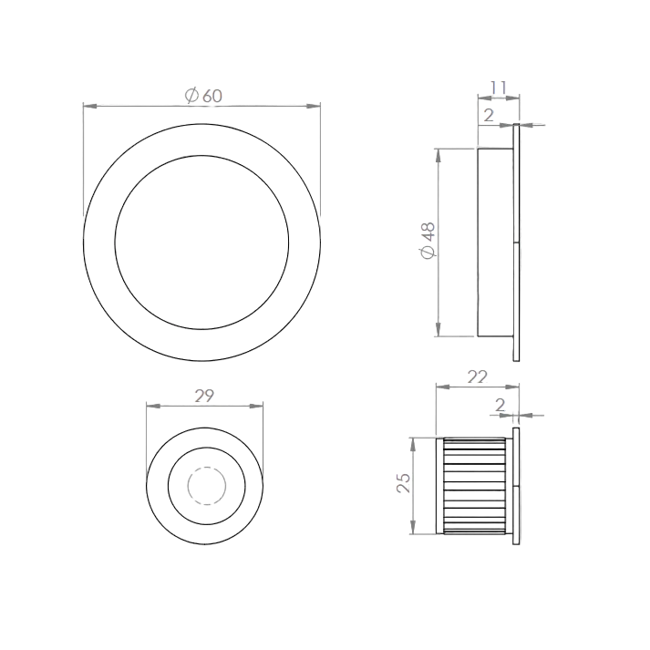 Satin Brass Sliding Door Pull Kit 60mm