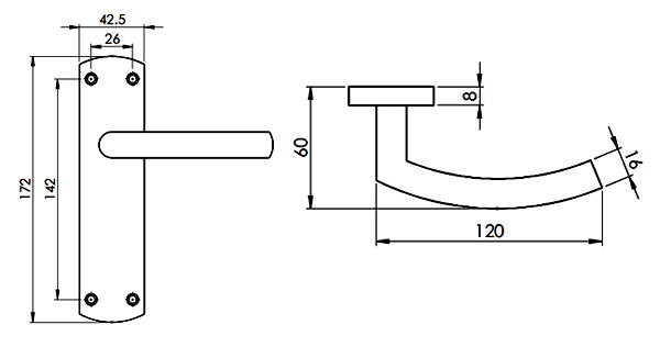 Steelworx Satin Stainless Arched Latch Handles