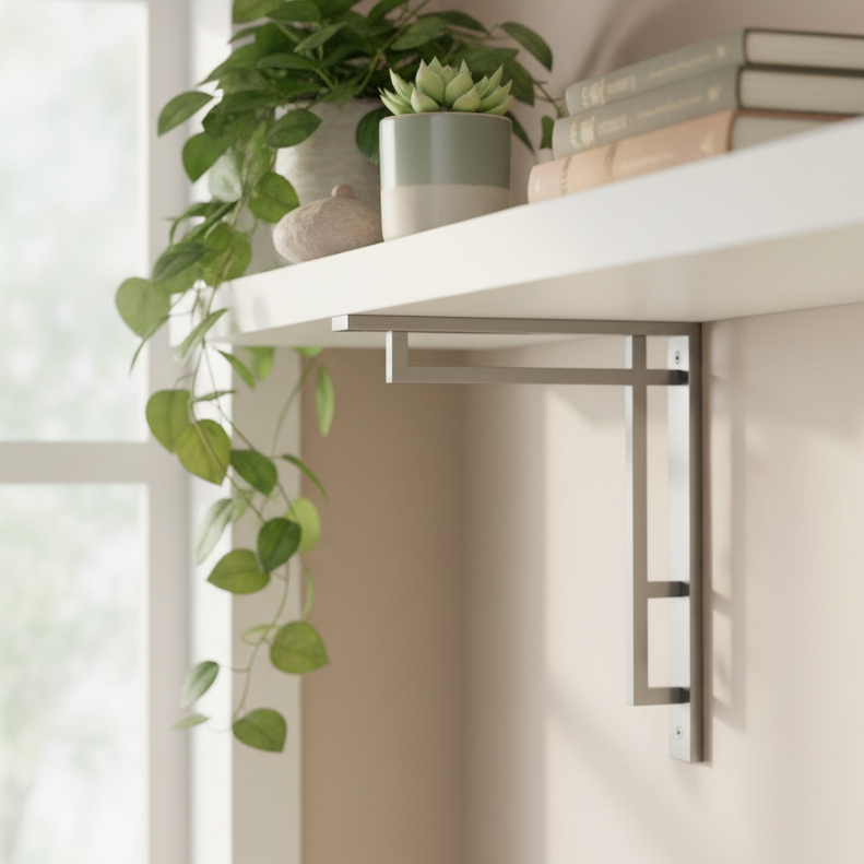 Polished Chrome Art Deco Heavy Duty Shelf Bracket 254x205mm