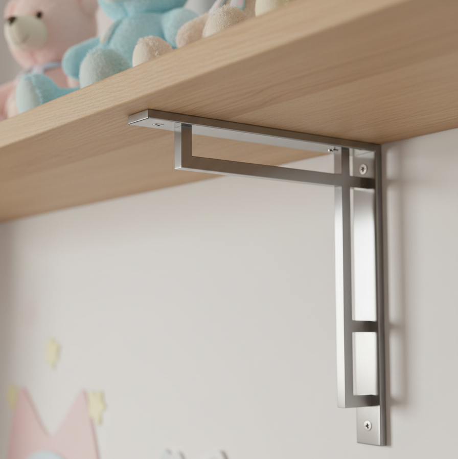 Polished Chrome Art Deco Heavy Duty Shelf Bracket 159x118mm