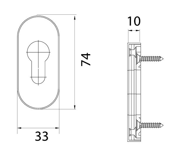316 Stainless Steel Oval Euro Escutcheon