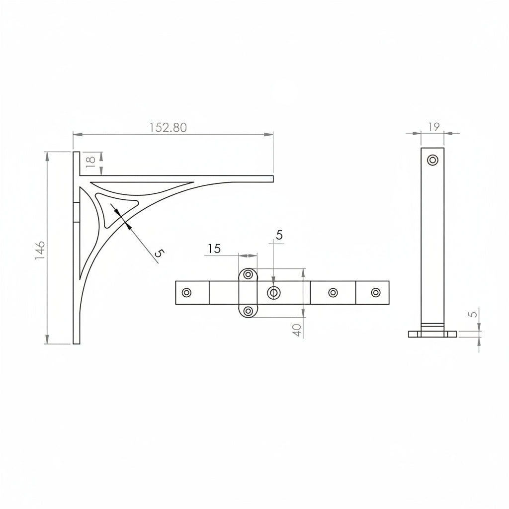 Matt Bronze Bridge Heavy Shelf Brackets 6x5in