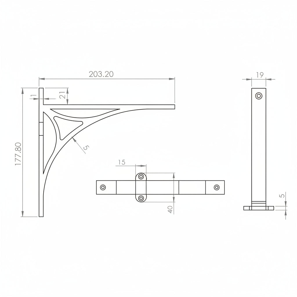 Satin Nickel Bridge Heavy Shelf Brackets 8x6.5in