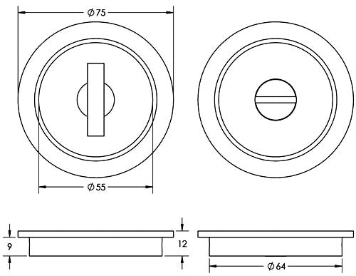 Circular Turn and Release 75mm Satin Brass BUR216SB