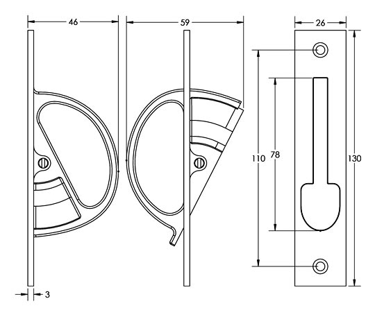 Dark Bronze Sliding Door Edge Pull BUR280DB