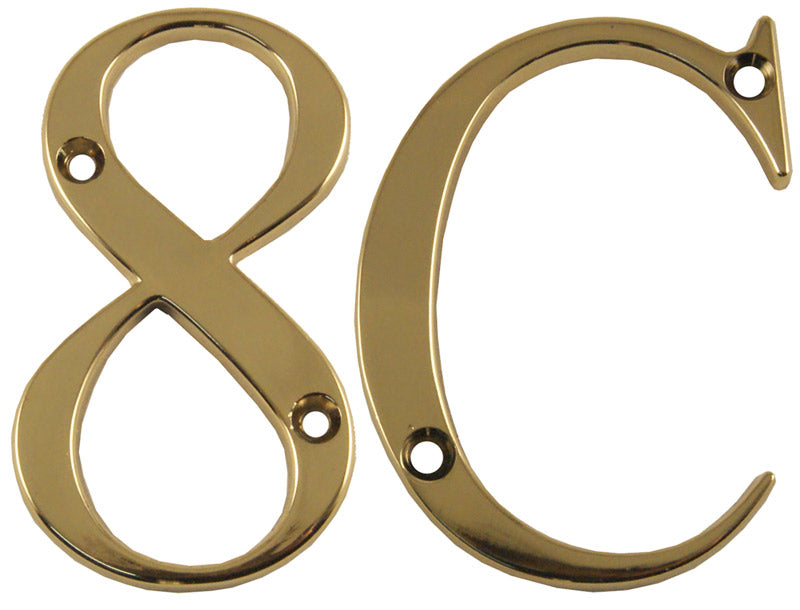 Fab and Fix Hardex Gold uPVC Door Numerals 0-9 and Letters A-F 80mm