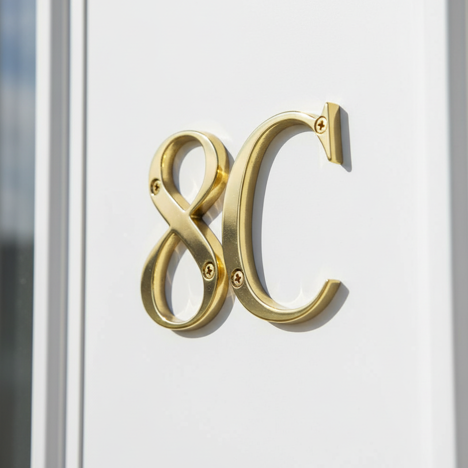 Fab and Fix Hardex Gold uPVC Door Numerals 0-9 and Letters A-F 80mm