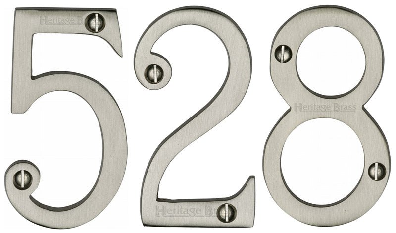 Satin Nickel 76mm (3in) Screw Fix Door Numbers C1560