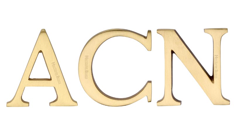 Satin Brass C1565 Concealed Fix Front Door Letters A-Z 51mm