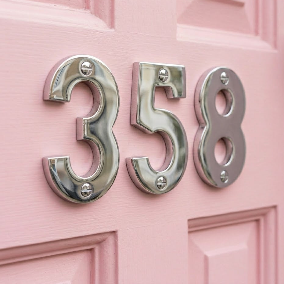 Polished Chrome Surface Fixed Front Door Numbers 0-9 76mm C1566