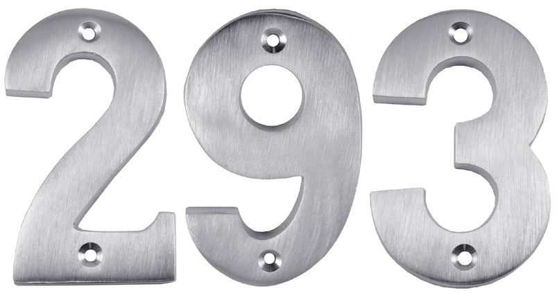 Satin Chrome Surface Fixed Front Door Numbers 0-9 76mm C1566