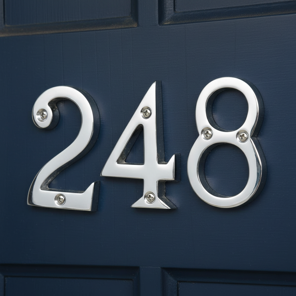 Screw Fix Polished Chrome Front Door Numbers 0-9 2in (51mm)