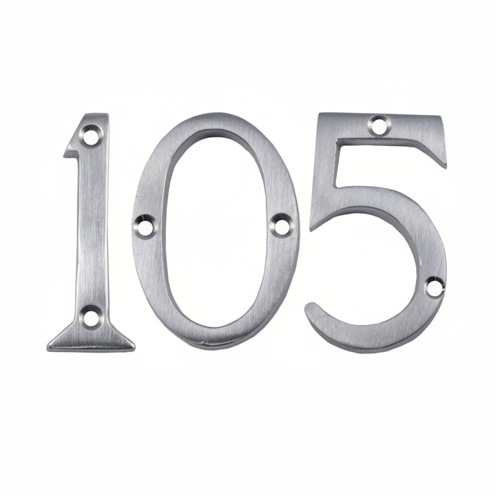 Satin Chrome Screw Fixed Front Door Numbers 0-9 51mm C1567