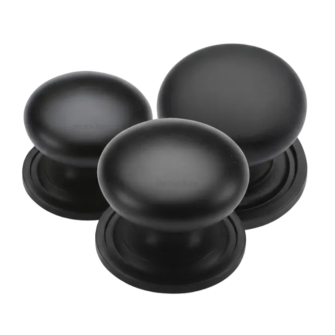 Heritage Matt Black Victorian Cabinet Knob C2240