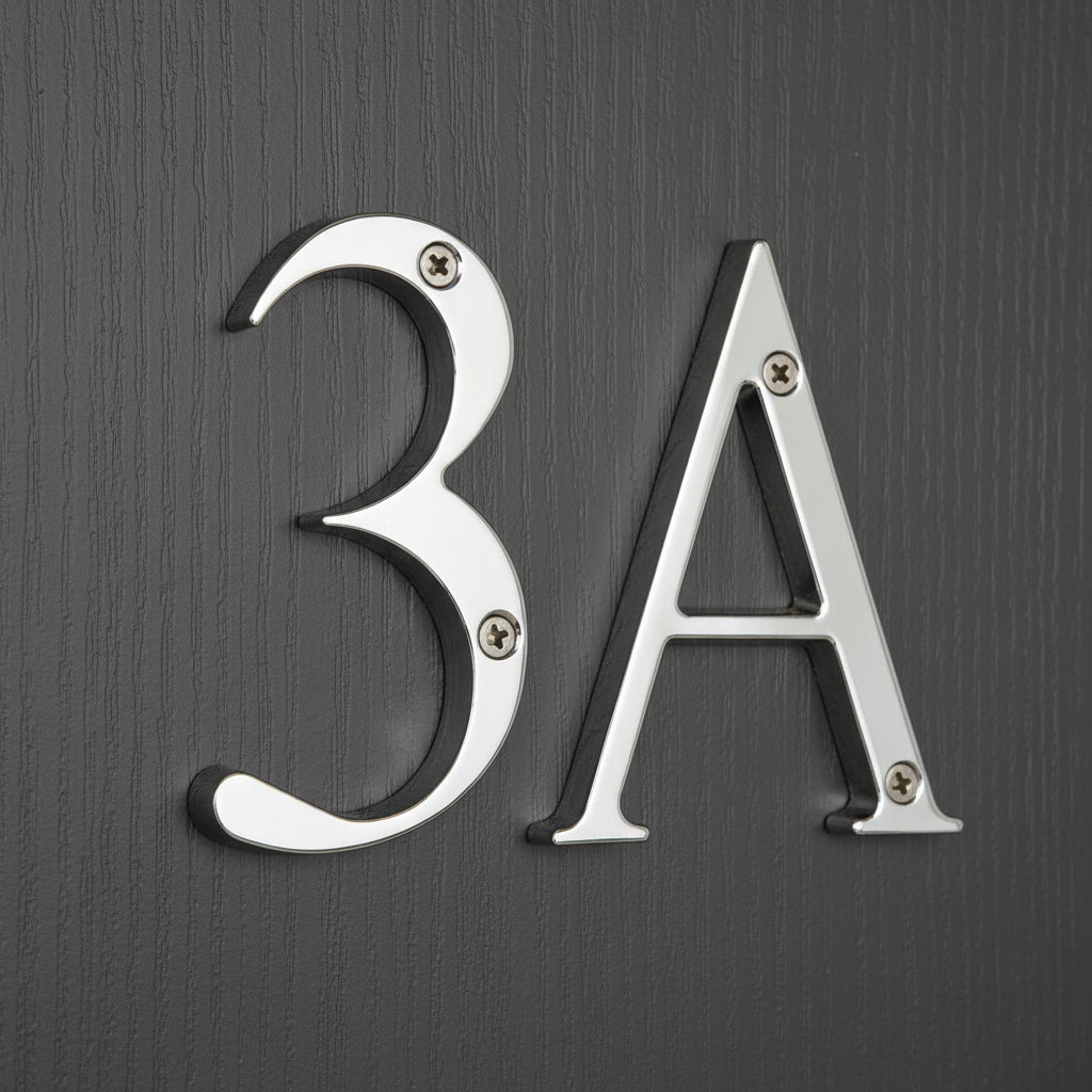 Fab and Fix Hardex Chrome uPVC Door Numbers 0-9 and Letters A-F 80mm