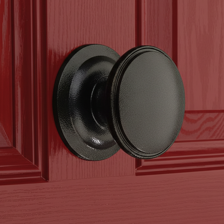 Fab and Fix Centre Door Knob 100mm Antique Black Through Fix