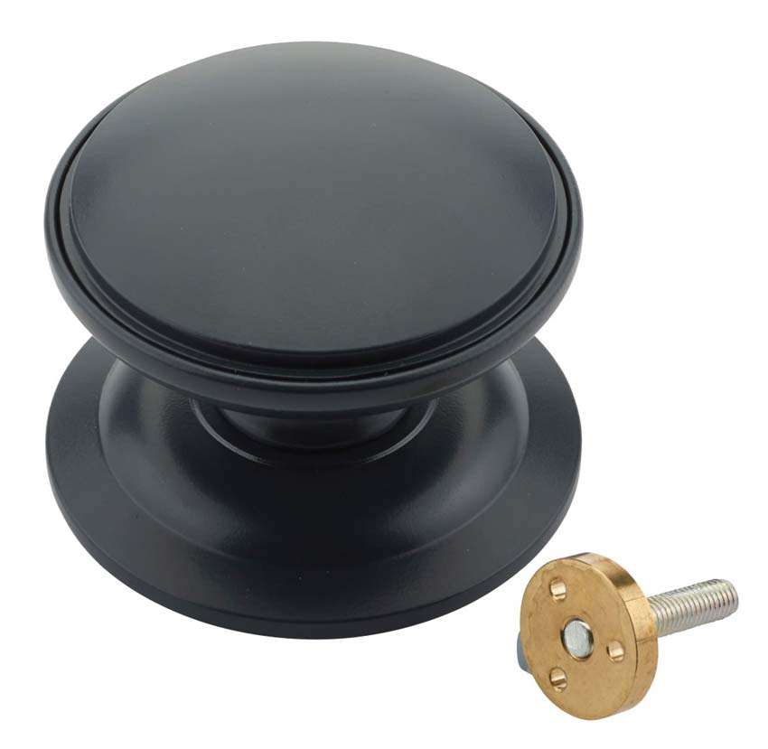 Fab and Fix Centre Door Knob 100mm Smooth Black Concealed Fix