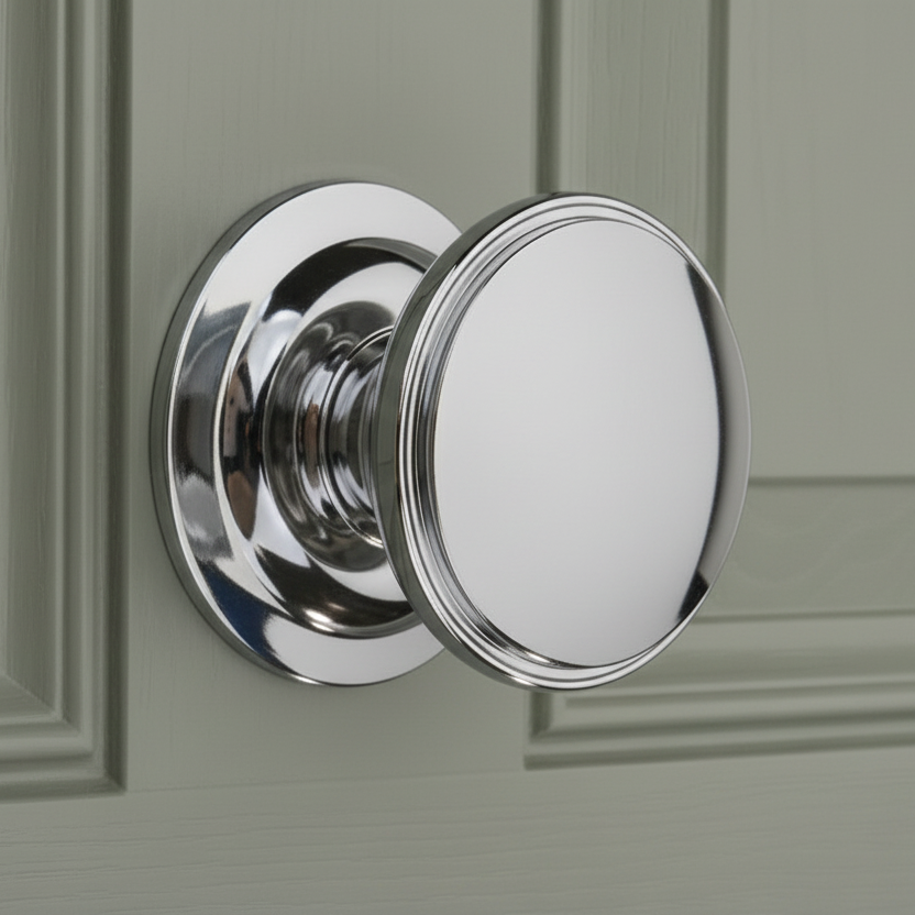 Fab and Fix Centre Door Knob 100mm Hardex Chrome Through Fix