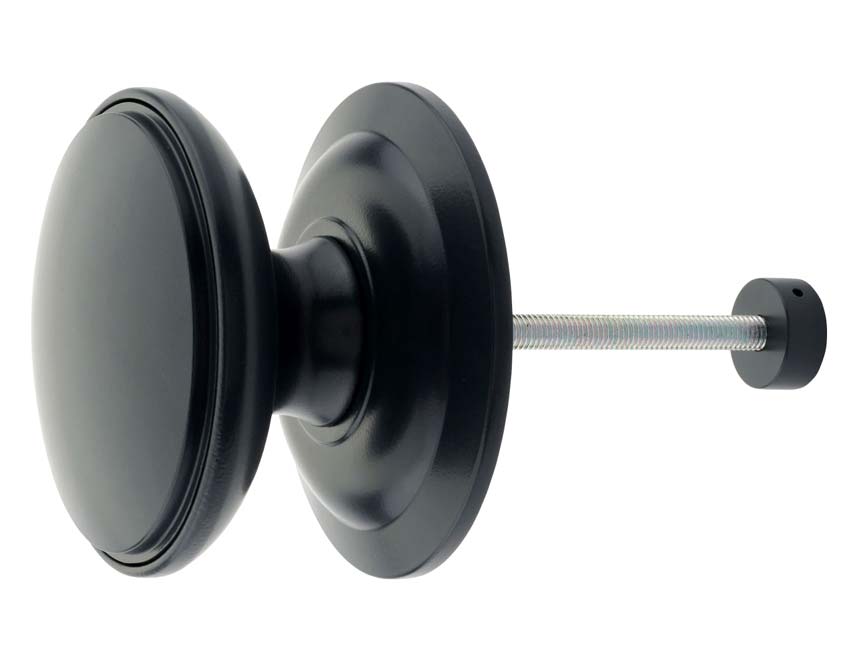 Fab and Fix Centre Door Knob 100mm Smooth Black Through Fix