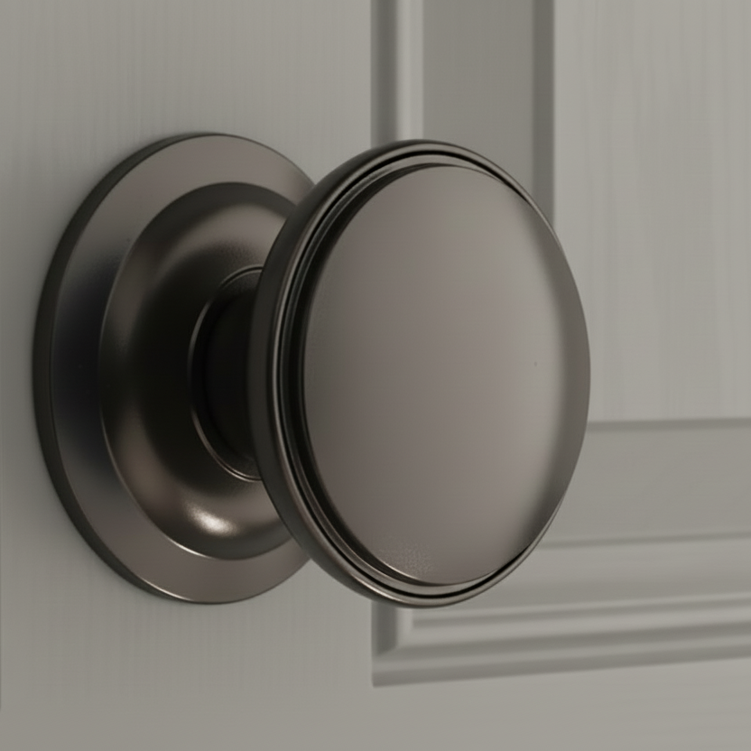 Fab and Fix Centre Door Knob 100mm Smooth Black Concealed Fix