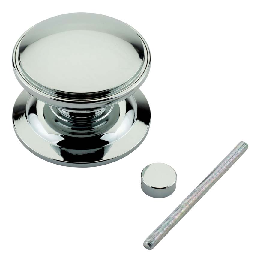 Fab and Fix Centre Door Knob 100mm Hardex Chrome Through Fix