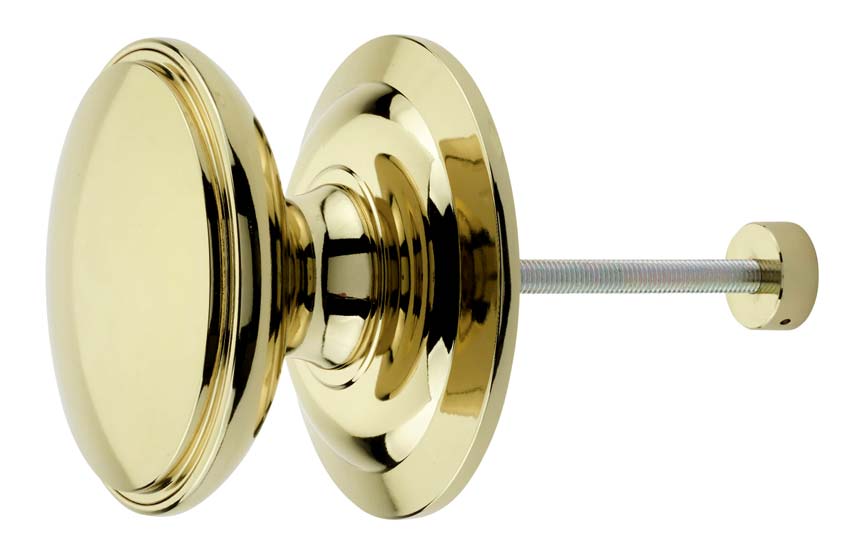 Fab and Fix Centre Door Knob 100mm Hardex Gold Through Fix