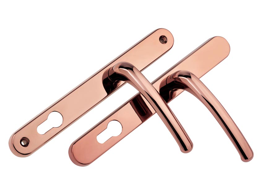 Fab and Fix Balmoral Hardex Rose Gold uPVC Door Handles 92mm Centres