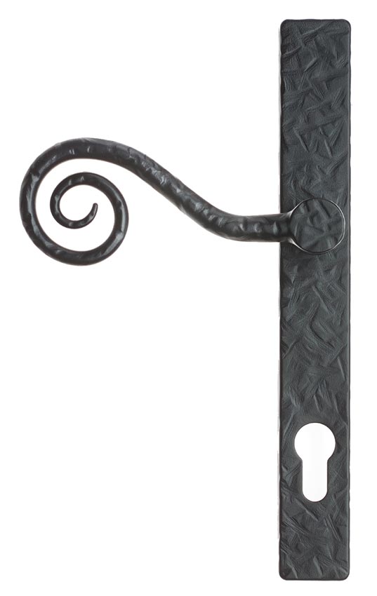 Fab and Fix Monkey Tail Forged Black Door Handles 92mm Centres LH