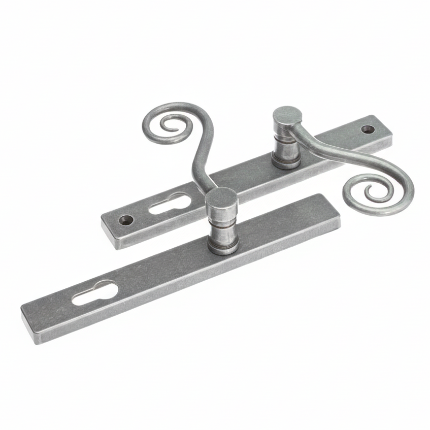 Fab and Fix Monkey Tail Hardex Pewter Door Handles 92mm Centres LH
