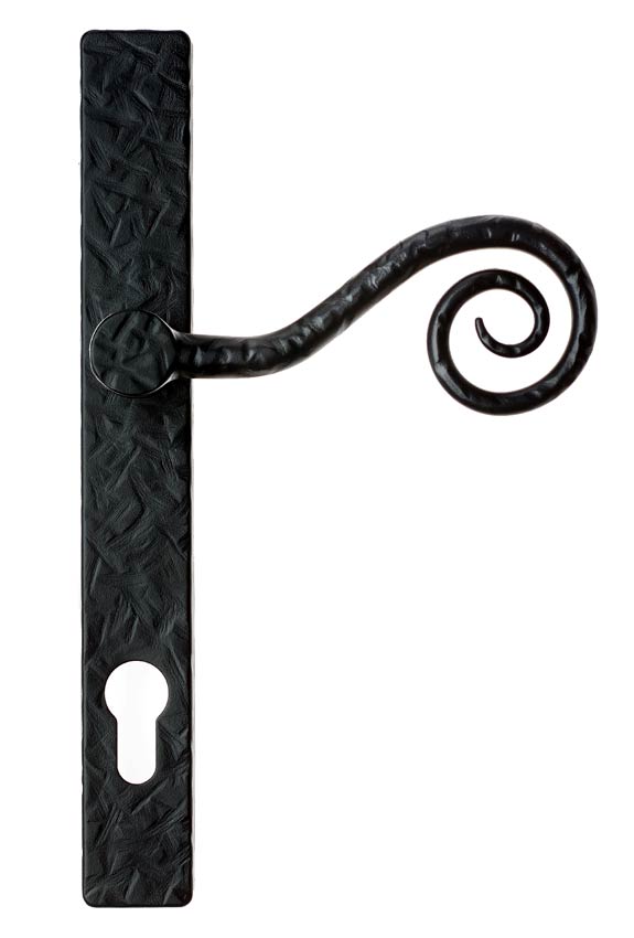Fab and Fix Monkey Tail Forged Black Door Handles 92mm Centres RH
