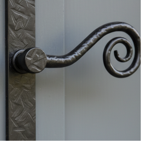 Fab and Fix Monkey Tail Forged Black Door Handles 92mm Centres RH