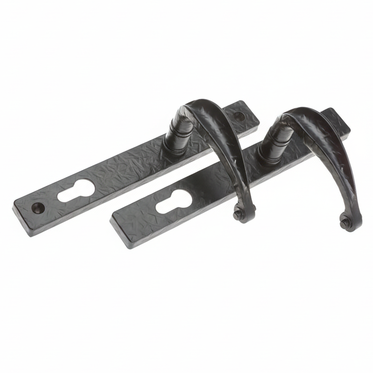 Fab and Fix Sculptured Forged Black uPVC Door Handles 92mm Centres