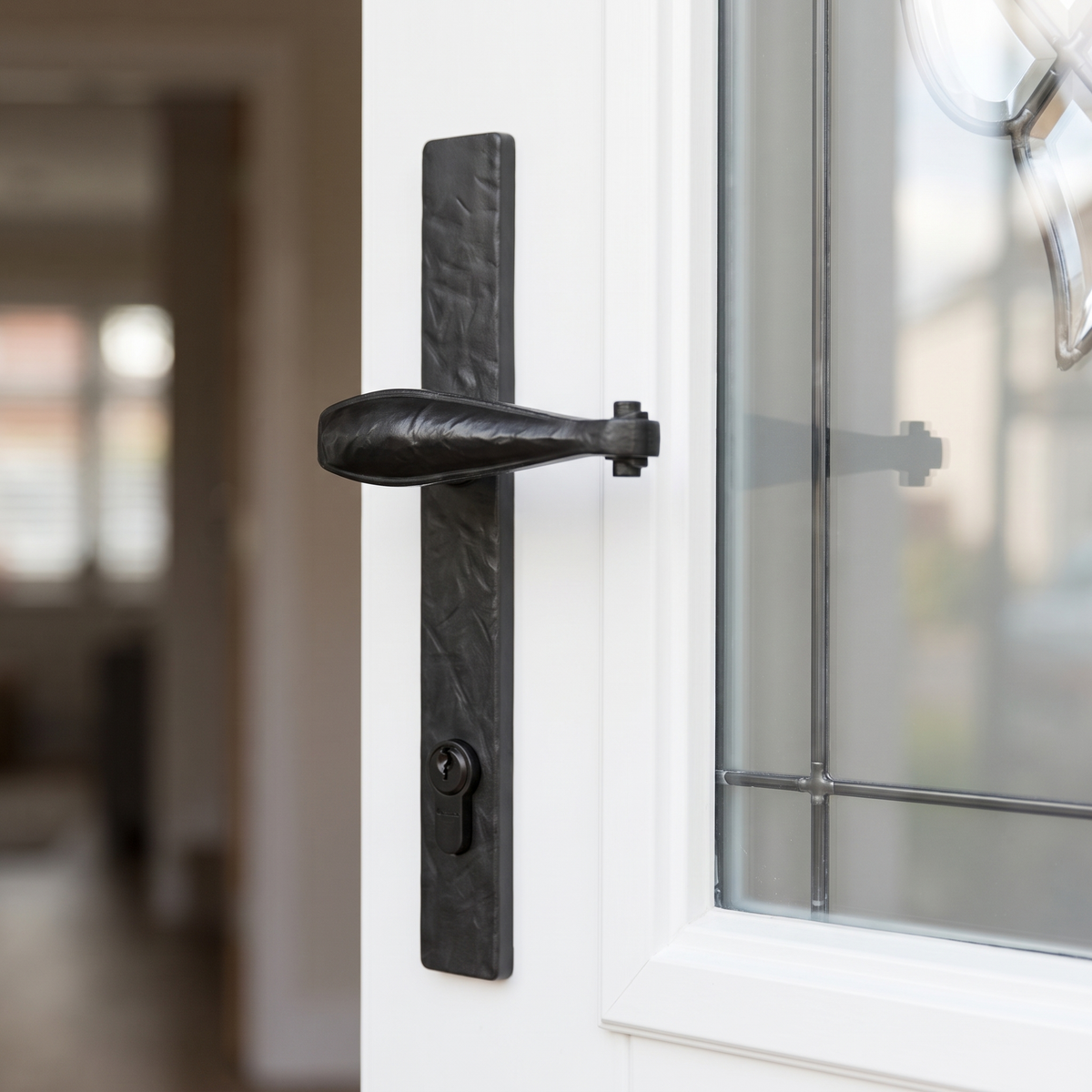 Fab and Fix Sculptured Forged Black uPVC Door Handles 92mm Centres