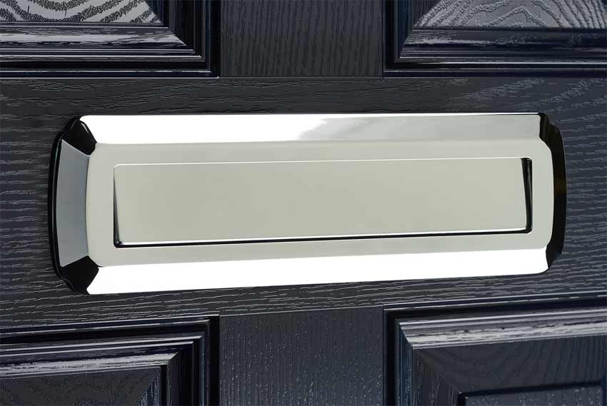Heritage Shield External Letter Plate Hardex Chrome 315x75mm