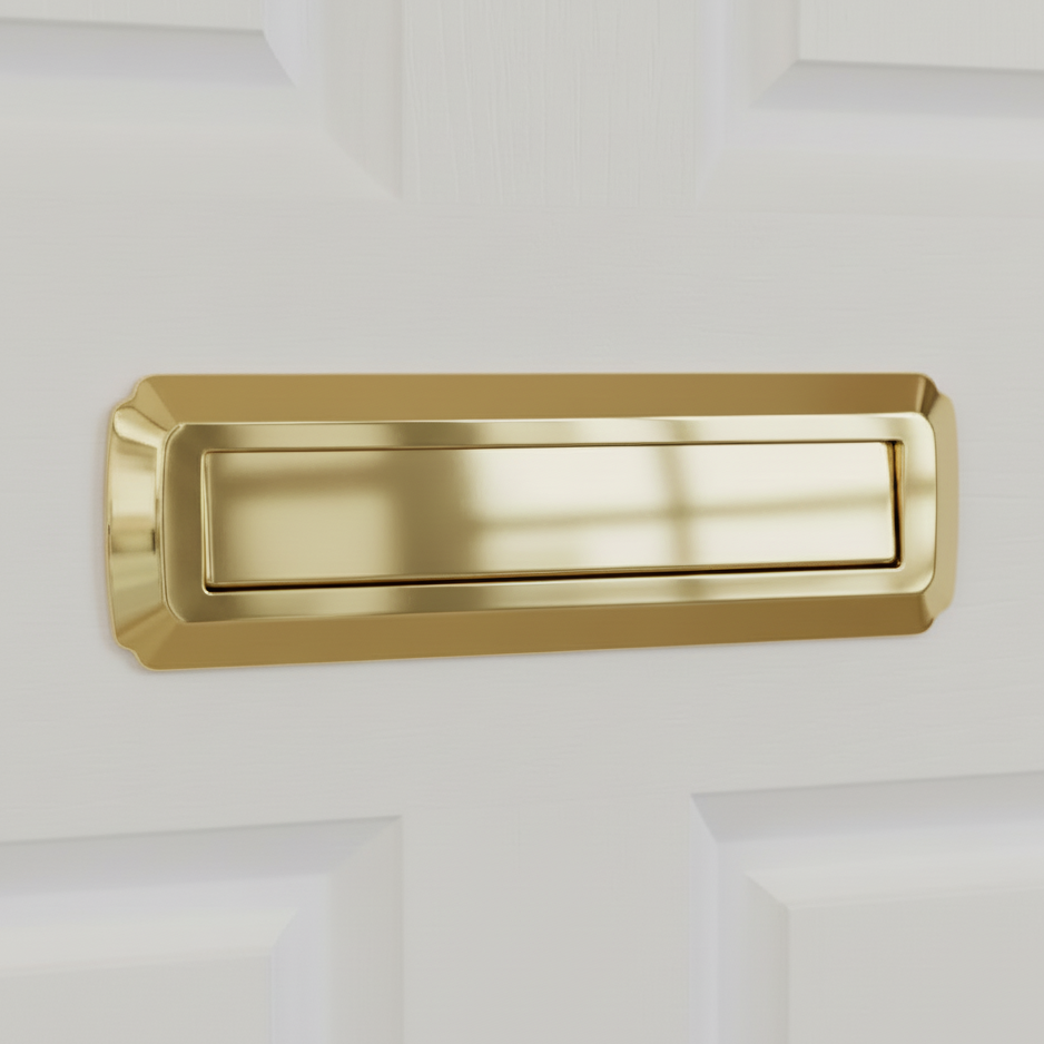 Heritage Shield External uPVC Letter Plate Hardex Gold 315x75mm