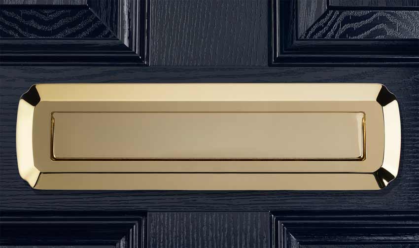 Heritage Shield External Letter Plate Hardex Gold 315x75mm