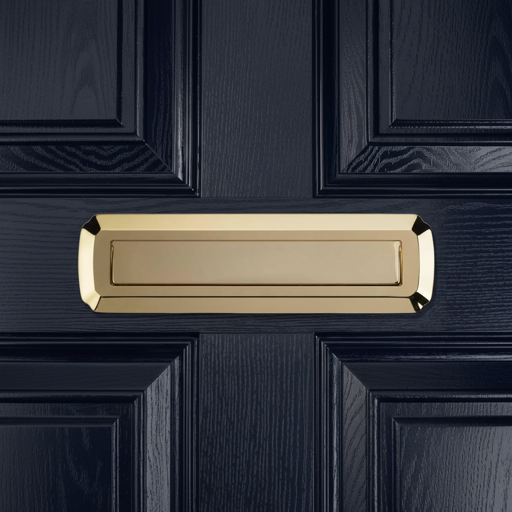 Heritage Shield External uPVC Letter Plate Hardex Gold 315x75mm