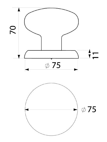 316 Stainless Steel Centre Door Knob 75mm