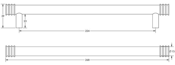 Hoxton Sturt Grooved Cabinet Handle 224mm