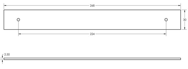 Hoxton Fanshaw Cabinet Handle Plain Backplate 268x30mm