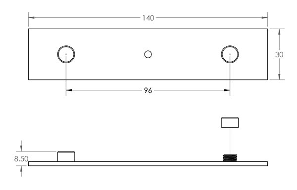 Hoxton Fanshaw Cabinet Knob Plain Back Plate 140x30mm
