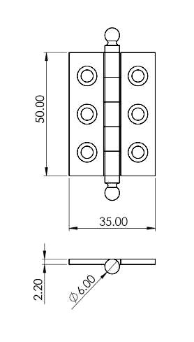 Hoxton Finial Cabinet Hinges 50x35mm In Pairs