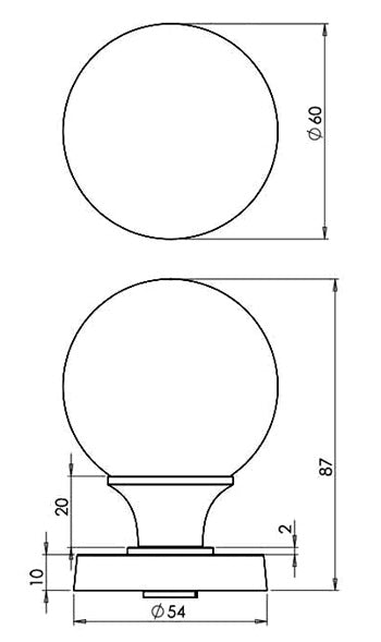 Clear Glass Ball Mortice Door Knobs